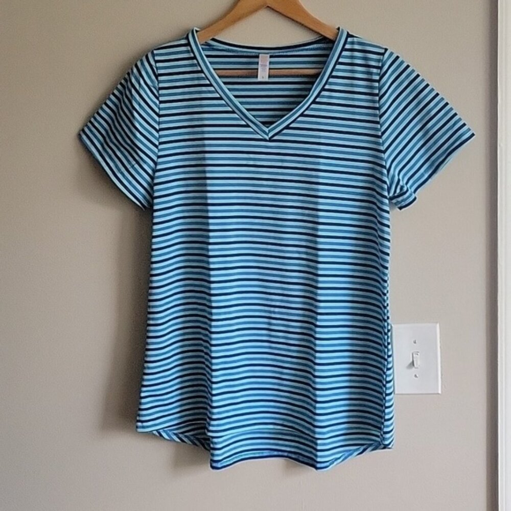 EUC LuLaRoe Christy Striped V-neck T-Shirt